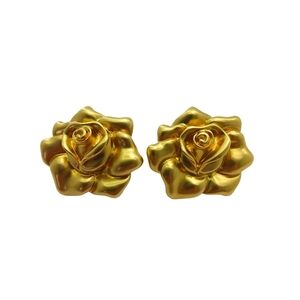 Vintage Avon Womens Earrings Gold Tone Rose Flower Statement  80s